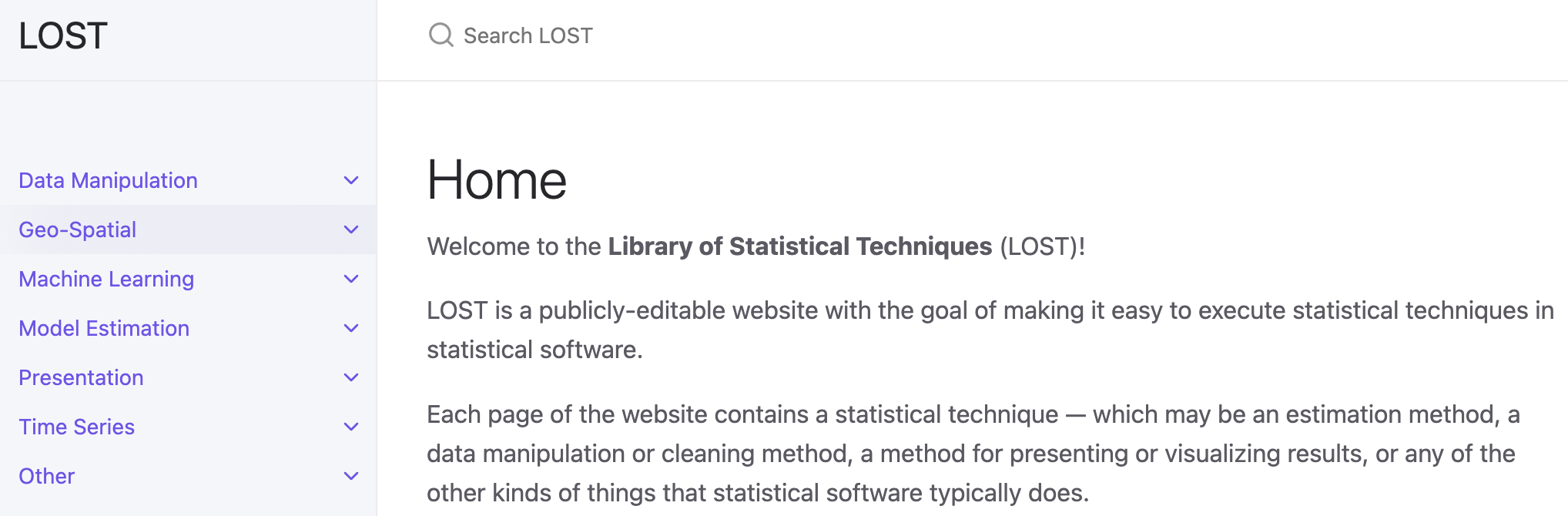 LOST: the library of statistical techniques